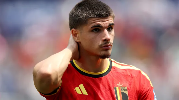 INGLEWOOD, CALIFORNIA - JUNE 21: Matias Fernandez-Pardo #26 of Belgium reacts after the scoreless draw in the FIFA World Cup 2026 Group G match between Belgium and IR Iran at Los Angeles Stadium on June 21, 2026 in Inglewood, California. (Photo by Stu Forster/Getty Images)