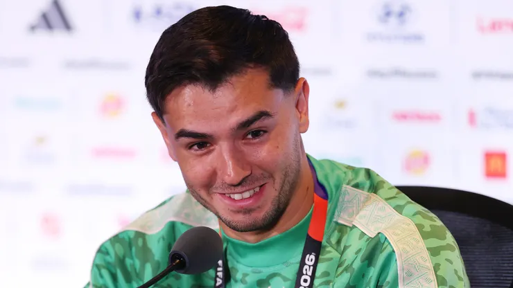Brahim Diaz #10 of Morocco speaks to the media during a Morocco Press Conference at Boston Stadium on July 08, 2026 in Foxborough, Massachusetts. (Photo by Molly Darlington/Getty Images)