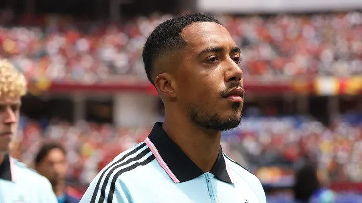 INGLEWOOD, CALIFORNIA - JULY 10: Youri Tielemans #8 of Belgium lines up for the national anthem before the FIFA World Cup 2026 Quarter Final match between Spain and Belgium at Los Angeles Stadium on July 10, 2026 in Inglewood, California. (Photo by Florencia Tan Jun/Getty Images)