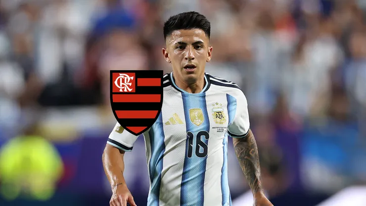 Thiago Almada #16 (Argentina) em ação na partida contra a Suíça pelas quartas de final da Copa 2026 (Foto: Carl Recine/Getty Images)