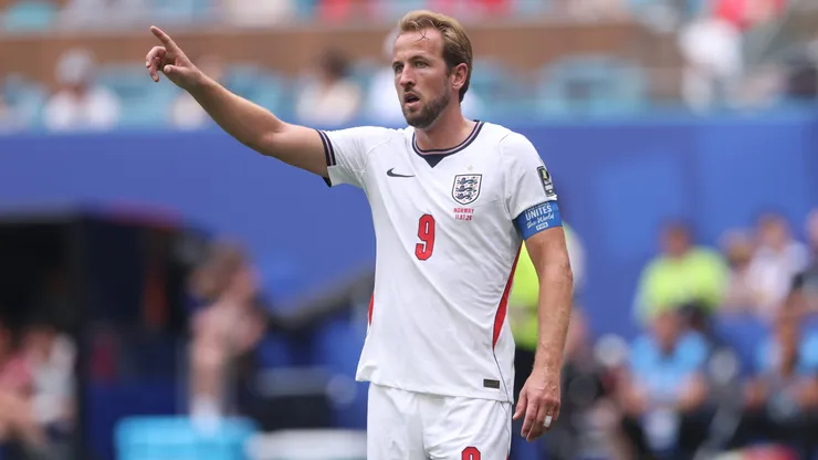 MIAMI GARDENS, FLORIDA - JULY 11: Harry Kane #9 of England during the FIFA World Cup 2026 Quarter Final match between Norway and England at Miami Stadium on July 11, 2026 in Miami Gardens, Florida. (Photo by Richard Pelham/Getty Images)