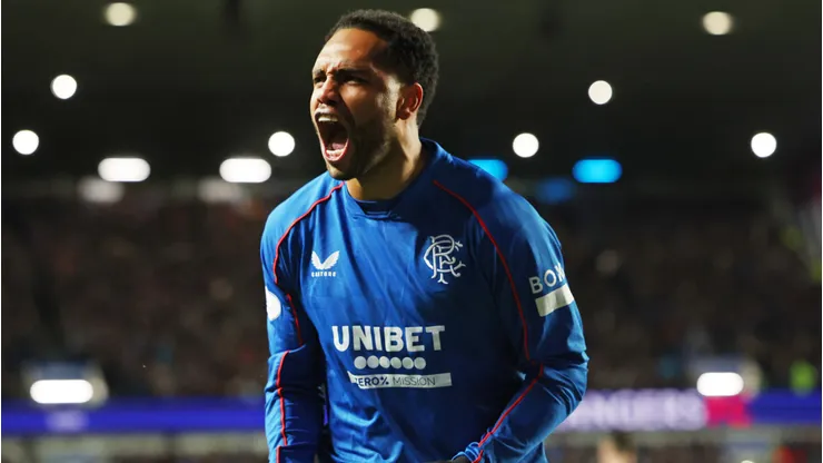 GLASGOW, SCOTLAND - JANUARY 02: Danilo of Rangers celebrates after scores his team's third goal during the SPL | Premier League match between Rangers FC and Celtic FC at Ibrox Stadium on January 02, 2025 in Glasgow, Scotland. (Photo by Ian MacNicol/Getty Images)