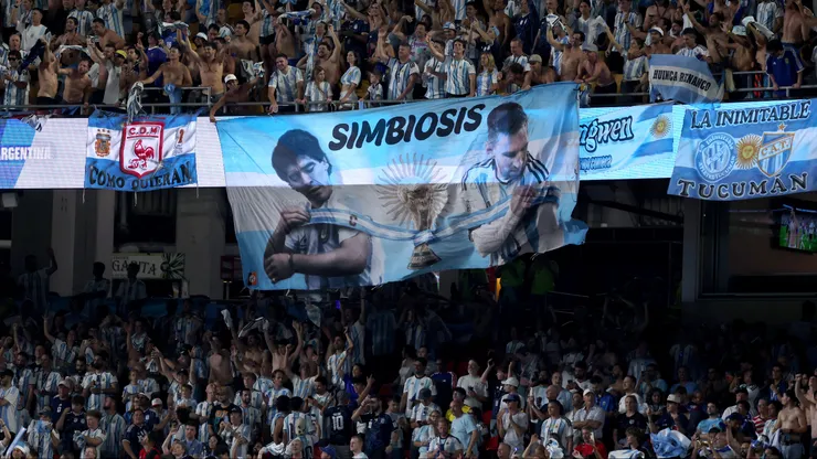 KANSAS CITY, MISSOURI - JULY 11: Argentina fans celebrate after the 3-1 victory during the FIFA World Cup 2026 Quarter Final match between Argentina and Switzerland at Kansas City Stadium on July 11, 2026 in Kansas City, Missouri. (Photo by Kevin C. Cox/Getty Images)