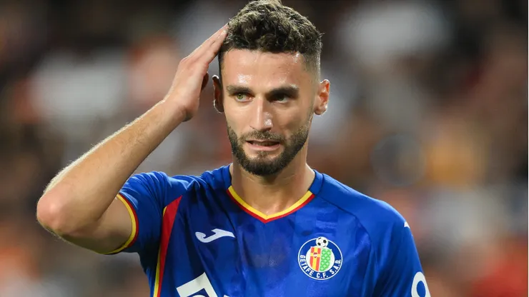 Domingos Duarte durante partida entre Getafe e Valencia na La Liga 2025/26.