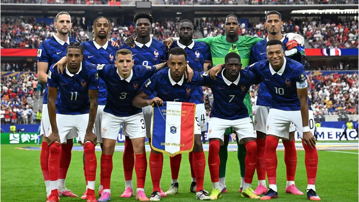 Seleção da França antes da partida contra a Espanha na Copa do Mundo.