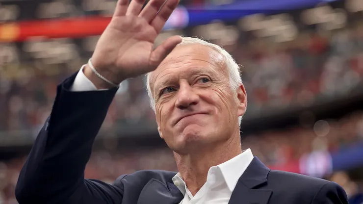 ARLINGTON, TEXAS - JULY 14: Didier Deschamps, Head Coach of France, is seen during the FIFA World Cup 2026 Semi Final match between France and Spain at Dallas Stadium on July 14, 2026 in Arlington, Texas. (Photo by Lars Baron/Getty Images)