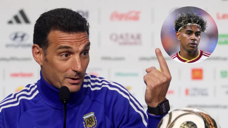 Scaloni brinca sobre como 'parar' Lamine Yamal na final da Copa do Mundo. Fotos: Lars Baron e David Ramos/Getty Images