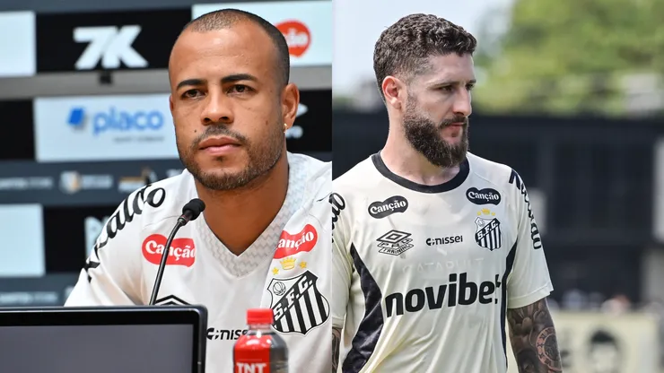Mayke durante sua apresentação oficial como jogador do Santos/Zé Rafael jogador do Santos (Fotos: Jota Erre/AGIF)