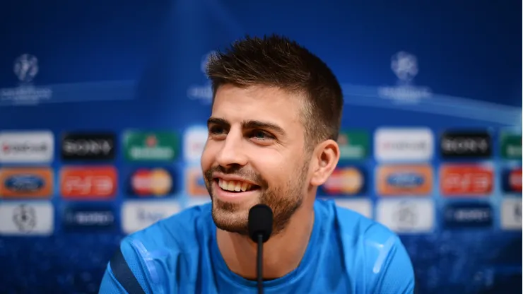 Gerard Pique of FC Barcelona smiles during a press conference, ahead of the Champions League semi-final second leg match between FC Barcelona and Chelsea FC at the Camp Nou stadium on April 23, 2012 in Barcelona, Spain.