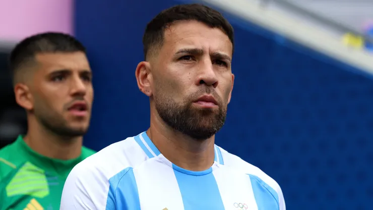 Nicolas Otamendi of Team Argentina enters the pitch prior to the Men's group B match between Ukraine and Argentina during the Olympic Games Paris 2024 at Stade de Lyon on July 30, 2024 in Lyon, France.