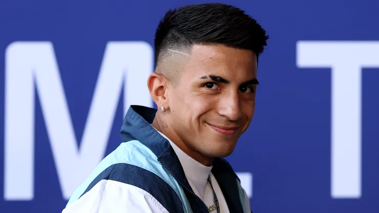 Thiago Almada of Argentina arrives at the stadium before the FIFA World Cup 2026 Final match between Spain and Argentina at New York New Jersey Stadium on July 19, 2026 in East Rutherford, New Jersey.
