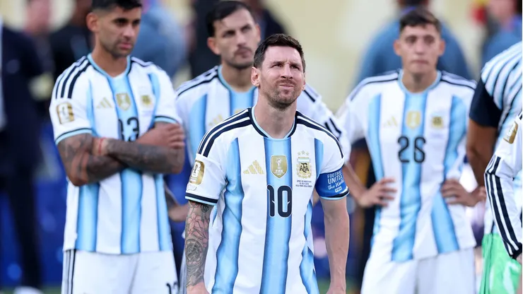 EAST RUTHERFORD, NEW JERSEY - JULY 19: Lionel Messi #10 of Argentina looks dejected after losi the FIFA World Cup 2026 Final match between Winner Spain and Argentina at New York New Jersey Stadium on July 19, 2026 in East Rutherford, New Jersey. (Photo by Justin Setterfield/Getty Images)