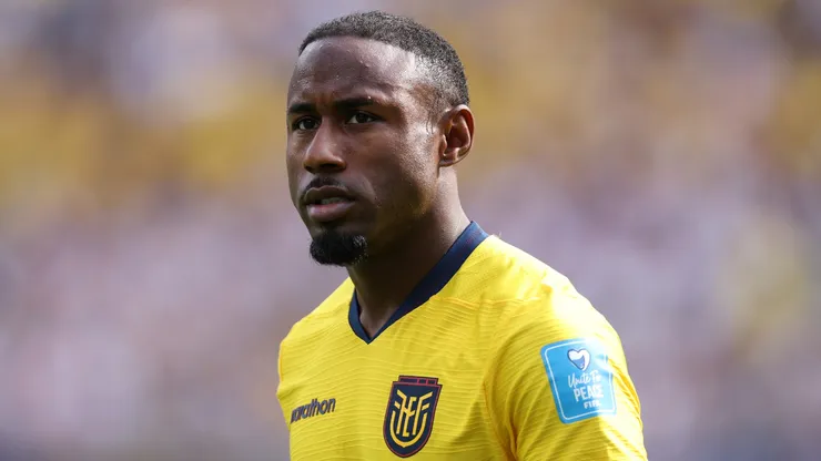 John Yeboah, camisa 9 do Equador, durante a partida do Grupo E da Copa do Mundo FIFA 2026 entre Equador e Alemanha, no New York New Jersey Stadium, em 25 de junho de 2026, em East Rutherford, Nova Jersey. (Foto de Justin Setterfield/Getty Images)