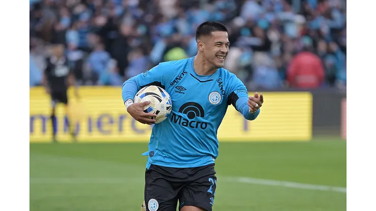 CORDOBA, ARGENTINA - MAY 24: Nicolas Fernandez of Belgrano celebrates after scoring the team's second goal during the Torneo Apertura 2026 final match between River Plate and Belgrano at Mario Alberto Kempes Stadium on May 24, 2026 in Cordoba, Argentina. (Photo by Marcelo Endelli/Getty Images)